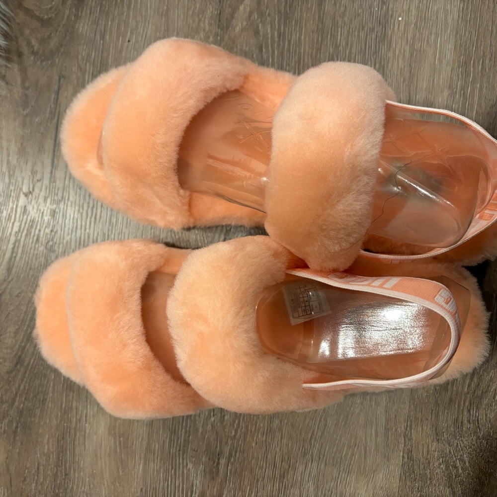 UGG Soft Coral Fluffy Slippers - Picture 8 of 9